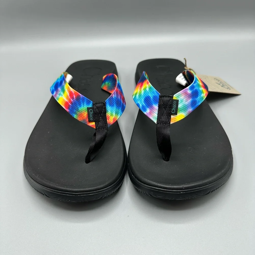 NEW Chaco Chillos Mens Size 11 Dark Tie Dye Slip On Flip Flop Sandals